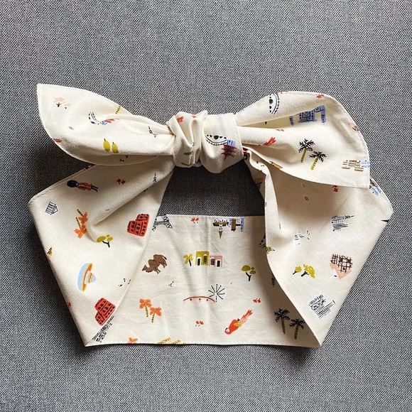 Accessories - Cream World Traveler Rifle Paper Co. Wide Band Tie Wrap Bow